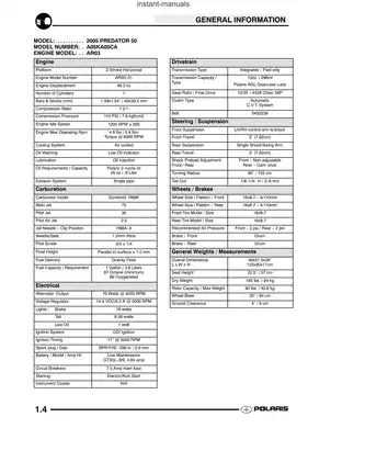 2005 Polaris Sportsman 90, Predator 50, Predator 90 ATV repair manual Preview image 5