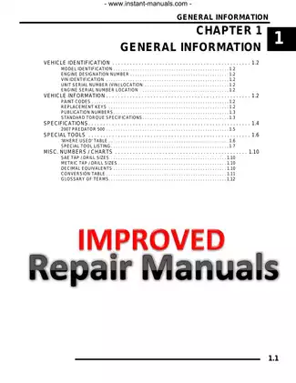 2007 Polaris Predator 500, black forest repair manual