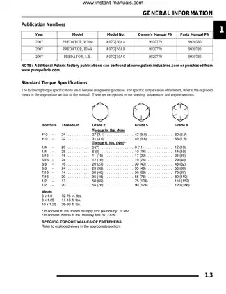 2007 Polaris Predator 500 ATV Service Manual Preview image 3