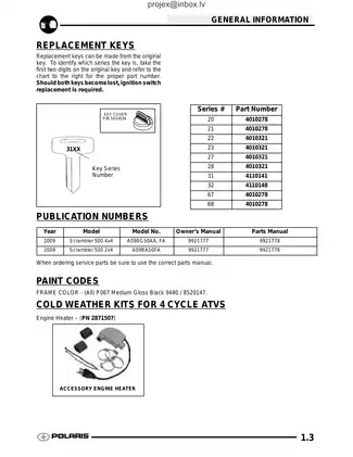 2009 Polaris Scrambler 500 Owner's Manual & Service Guide Preview image 3