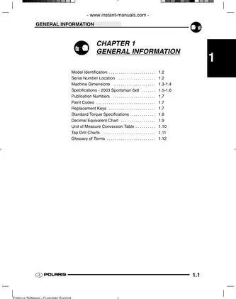 2003 Polaris Sportsman ATV / 6x6 repair manual Preview image 3