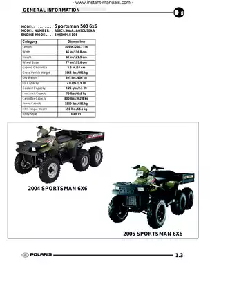 2004-2006 Polaris Sportsman 500 ATV /  6x6 repair manual Preview image 4