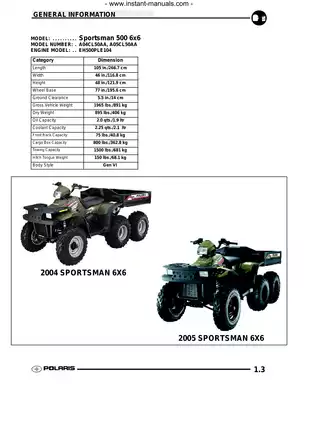 Comprehensive Polaris Sportsman 500 6x6 Service Manual (2004-2005) Preview image 4