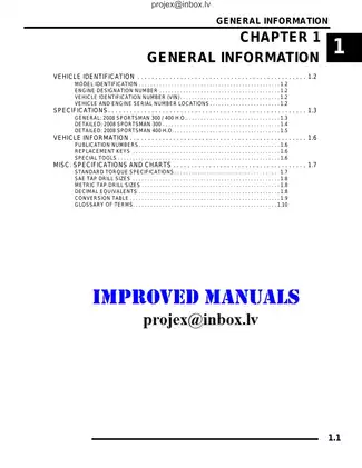 2008 Polaris Sportsman 300 / 400 H.O. Owner’s Manual & Service Guide