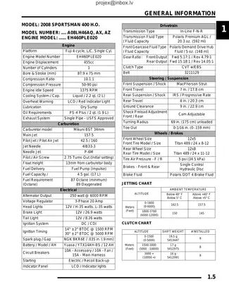 2008 Polaris Sportsman 300 / 400 H.O. Owner’s Manual & Service Guide Preview image 5