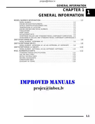 2007 Polaris Sportsman 450 & 500 EFI Service Manual Preview image 1