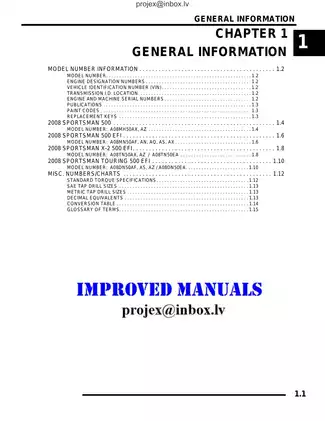2008 Polaris Sportsman 500 EFI Service Manual - Comprehensive Guide for Professional Technicians Preview image 5