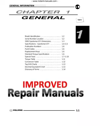 2005 Polaris Sportsman 700, Sportsman 800 EFI ATV repair manual Preview image 2