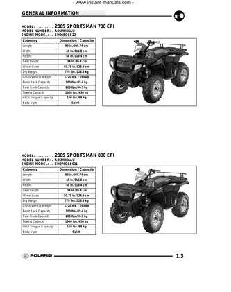 Comprehensive Service Manual for 2005 Polaris Sportsman 700 & 800 EFI Preview image 4