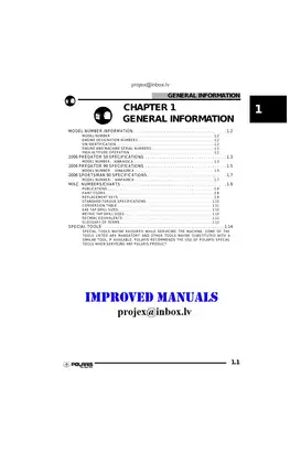 2006 Polaris Predator 50,  Predator 90, Sportsman 90 Youth ATV manual Preview image 1