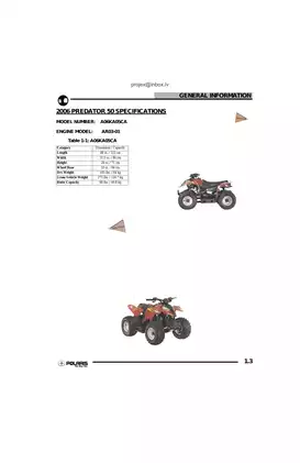 2006 Polaris Predator 50,  Predator 90, Sportsman 90 Youth ATV manual Preview image 3