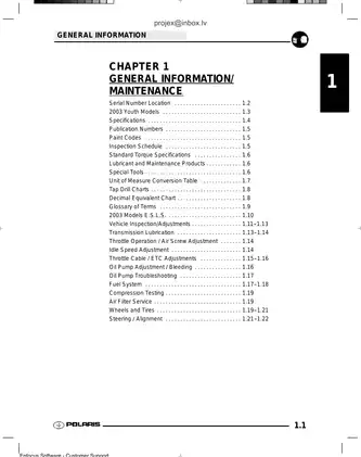 2003 Polaris Predator 90, Scrambler 50, Scrambler 90, Sportsman 90 Youth ATV repair manual Preview image 2