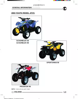 Comprehensive 2003 Youth ATV Service Manual - Polaris Scrambler, Sportsman, Predator Preview image 4