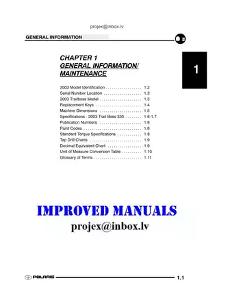 2003 Polaris Trail Boss 330 Full Service Manual Preview image 3