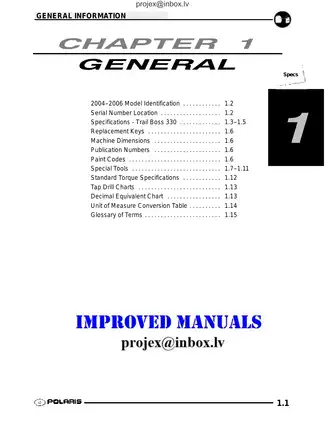 Polaris Trail Boss 330 Complete Digital Workshop Manual (2004-2006)