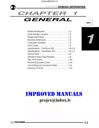 Polaris Trail Boss and Trail Blazer 330 Service Manual
