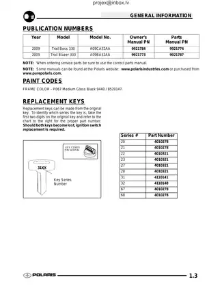 2009 Polaris TrailBoss 330, TrailBlazer 330 ATV repair manual Preview image 3