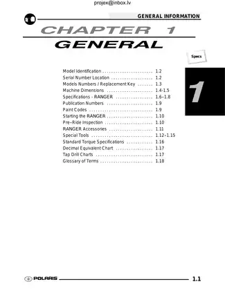 Polaris RANGER XP 4x4/6x6 EFI Service Manual (2005-2006)