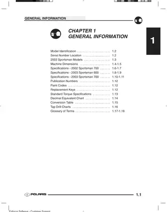 2003-2005 Polaris Sportsman 600 ATV service manual Preview image 5