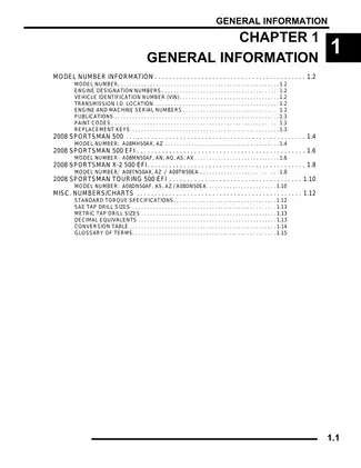 2008 Polaris Sportsman 500 EFI Owner's Manual and Service Guide