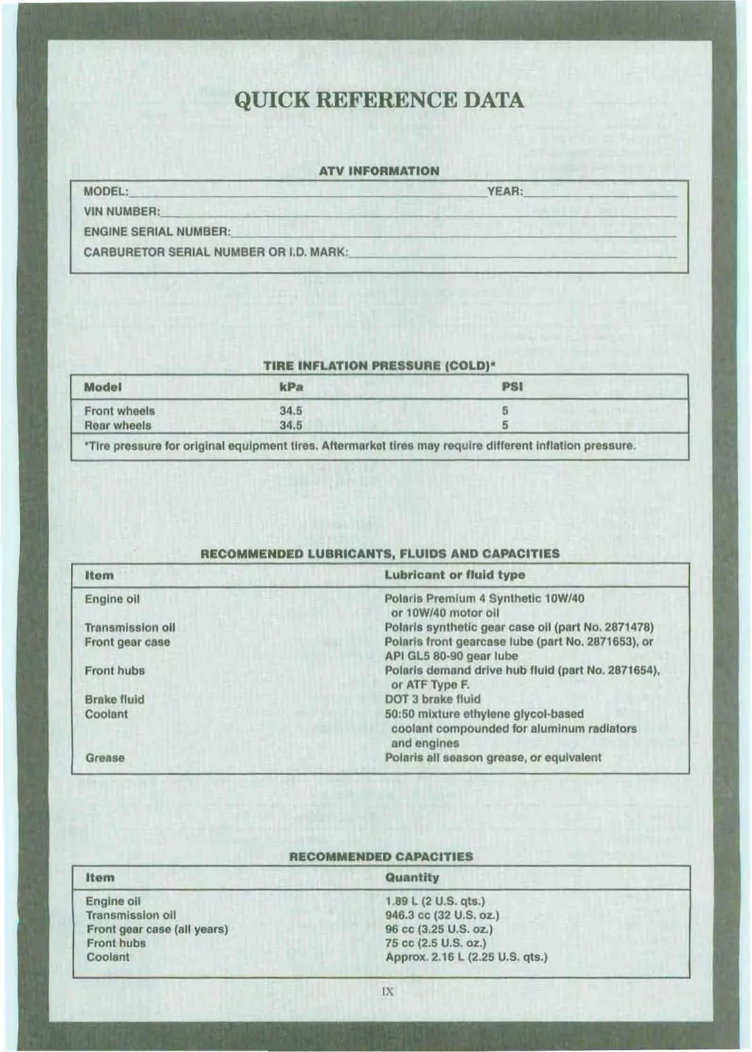 1996-2003 Polaris Sportsman 500 ATV repair manual Preview image 5
