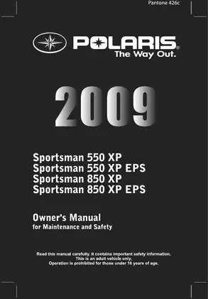 2009 Polaris Sportsman 550/850 XP Owner's Manual - Complete Guide