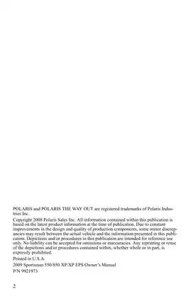 2009 Polaris Sportsman 550/850 XP Owner's Manual - Complete Guide Preview image 5