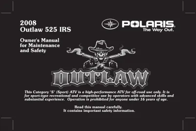 Polaris Outlaw 525 IRS Owner's Manual, 2008 (P/N 9920972)