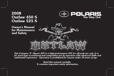 2008 Polaris Outlaw 450 S, Outlaw 525 S Owner's Manual (P/N 9921184)