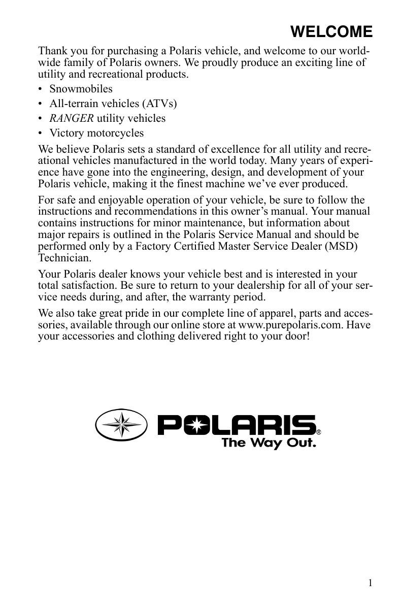 2007 Polaris Sportsman 700 EFI, Sportsman 800 EFI owners manual Preview image 4