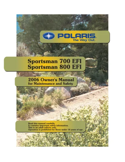 2006 Polaris Sportsman 700 EFI / 800 EFI Owner's Manual (P/N 9920028)