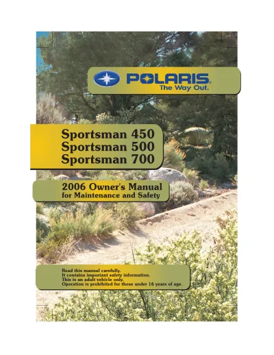 2006 Polaris Sportsman 450, 500, 700 ATV Owner's Manual (P/N 9920228)