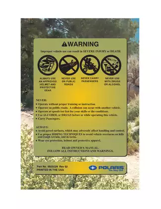 2023 Polaris Sportsman 450/500 Owner's Manual - Essential Guide for Safe Operation and Maintenance Preview image 2