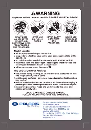 Comprehensive 2006 Polaris Sportsman X2 500 EFI Owners Manual and Service Guide Preview image 2