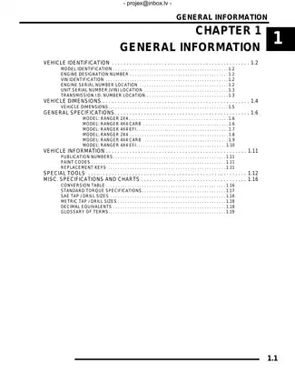 2005-2007 Polaris Ranger 500 EFI, CARB repair manual Preview image 2