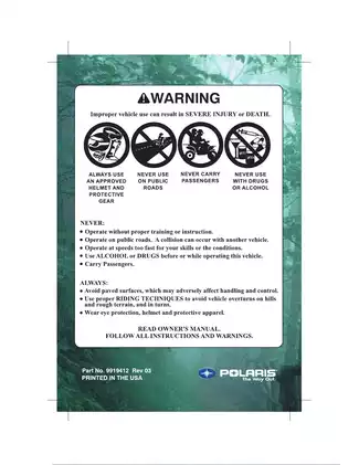 Polaris Sportsman Owner's Manual (2005) - Comprehensive Guide for 400, 500, 600, 700 Models Preview image 2