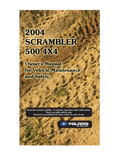 2004 Polaris Scrambler 500 4x4 Owner's Manual OEM (P/N 9918754)