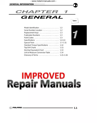 Polaris Scrambler 500 Service and Maintenance Manual Preview image 2