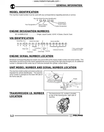 Polaris Scrambler 500 Service and Maintenance Manual Preview image 3