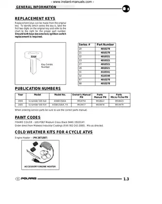 Polaris Scrambler 500 Service and Maintenance Manual Preview image 4