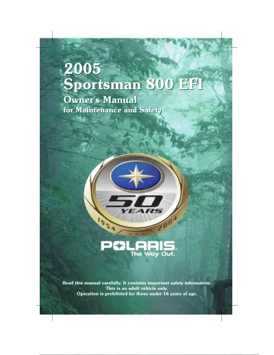 2005 Polaris Sportsman 800 EFI Owner's Manual (P/N 9917720)