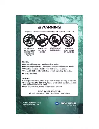 2005 Polaris Sportsman 800 EFI Owner's Manual - Complete Guide to Operational Safety and Maintenance Preview image 2