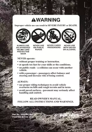 2007 Polaris Sportsman 500 EFI Owner's Manual PDF Preview image 2