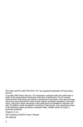 2007 Polaris Sportsman 500 EFI Owner's Manual PDF Preview image 5