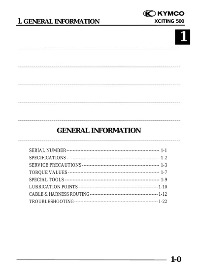1985–1986 Kymco Xciting 500 Scooter Service Manual (PN 4121-LBA2-S00)