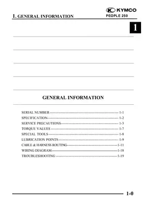 1999-2005 Kymco People 250 scooter repair manual
