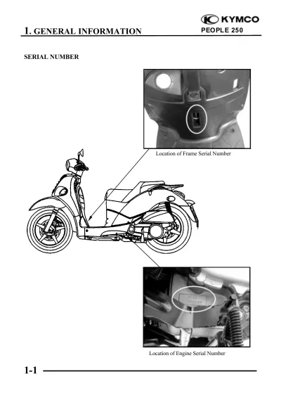 Kymco People 250 Scooter 1999–2005 Service Manual (P/N 4122-LLJ3-S00)