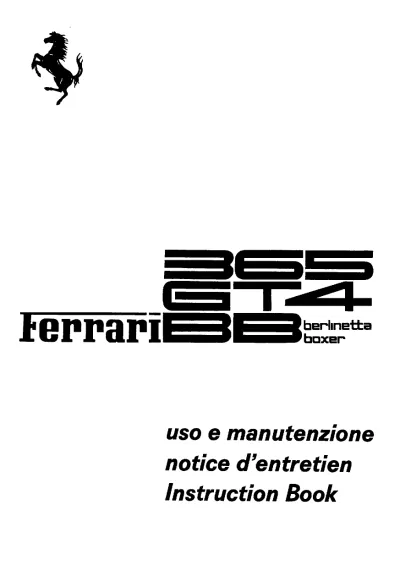 1968–1973 Ferrari 365 GT4 Factory Service Manual (OEM) – preview page 1