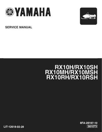 2003-2006 Yamaha RX1, RX10H, RX10SH,  RX10MH, RX10MSH,  RX10RH, RX10RSH service manual Preview image 1