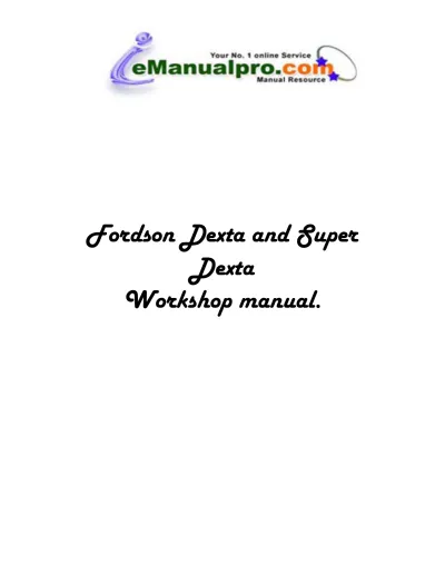 Fordson Dexta / Super Dexta 1958–1962 Workshop Manual (P/N FOO.1566-D)